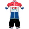 Fietskleding (Fietsshirt + Korte Koersbroek) 2023 Lotto Dstny Nederlands Kampioenschap - Rood Blauw Wit